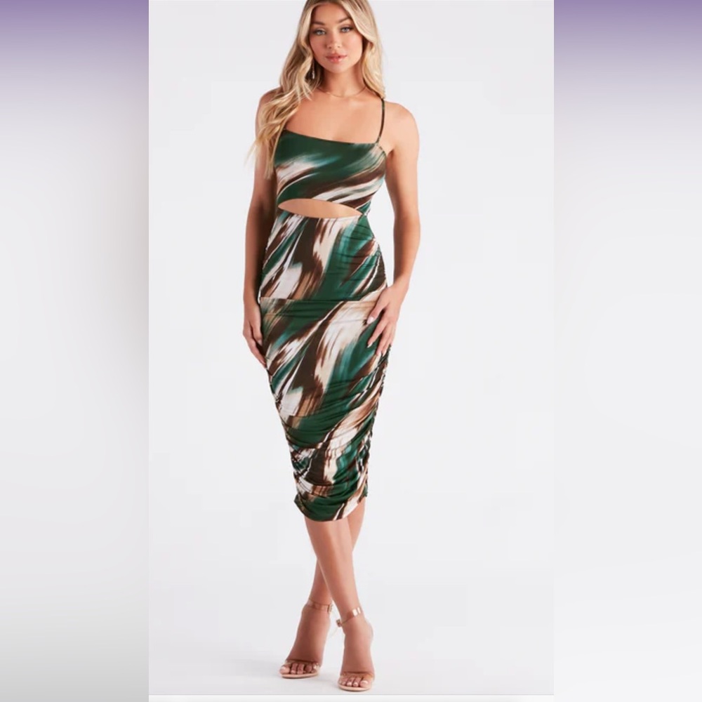 Stand Out Marble Print Cutout Midi Dress